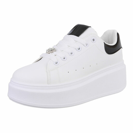  Lage wit-zwarte sneaker Celina