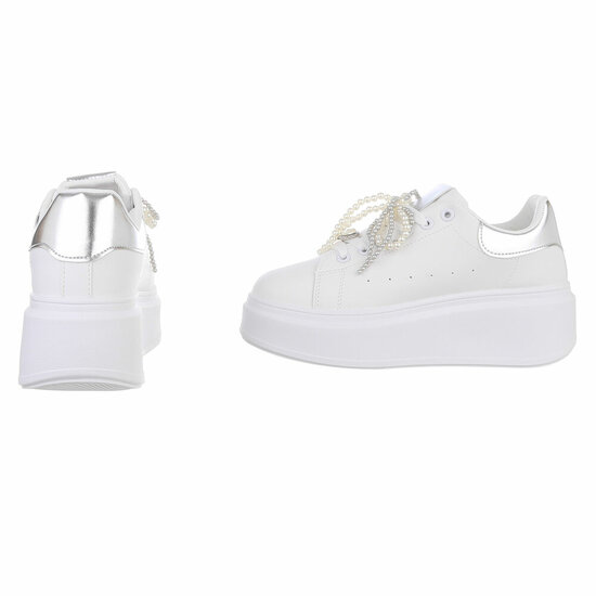  Lage wit-zilveren sneaker Celina