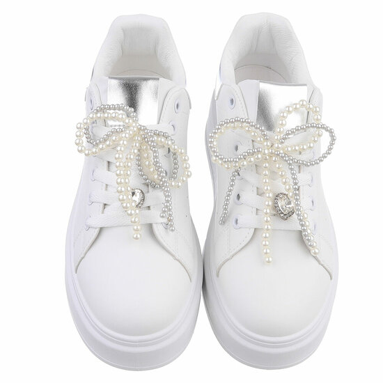  Lage wit-zilveren sneaker Celina