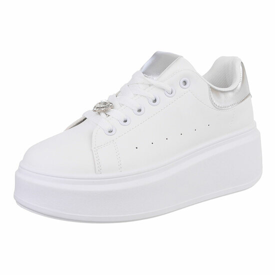  Lage wit-zilveren sneaker Celina