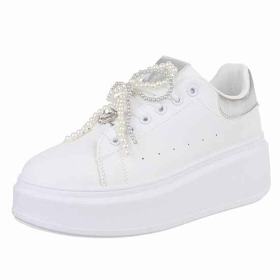  Lage wit-zilveren sneaker Celina