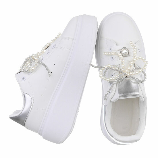  Lage wit-zilveren sneaker Celina