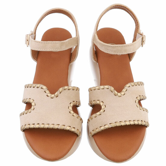 Beige sandaal met sleehak Roya