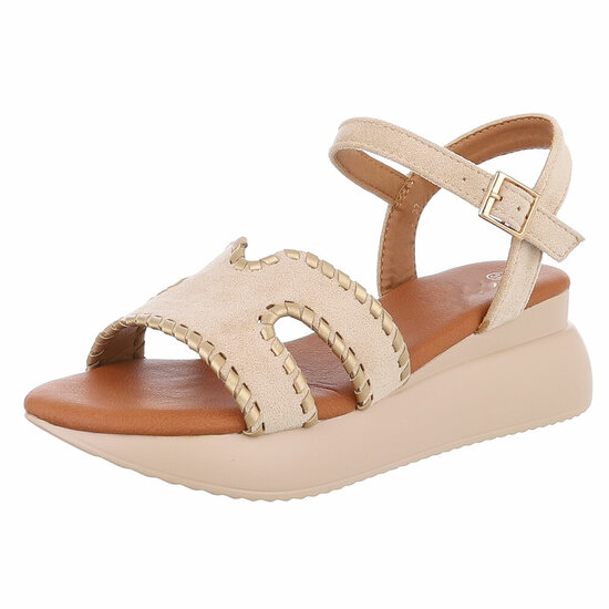 Beige sandaal met sleehak Roya