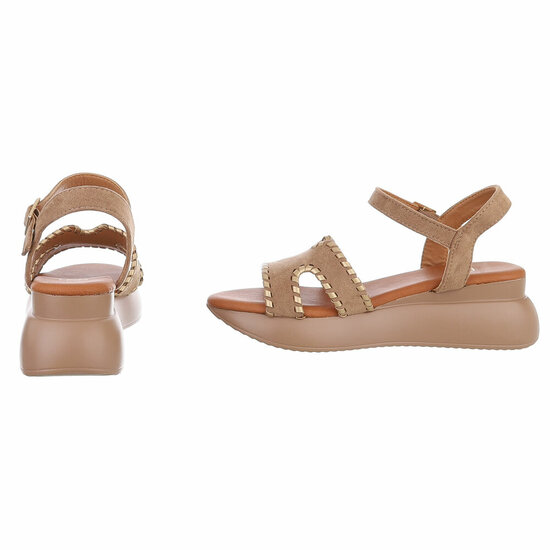 Kaki bruine sandaal met sleehak Roya