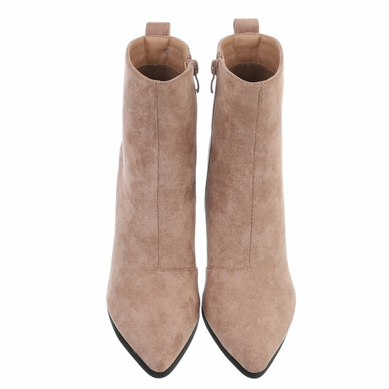 Kaki bruin suede enkellaarsje Eleni