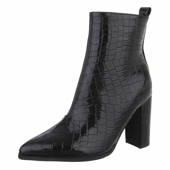 Zwart croco enkellaarsje Eleni