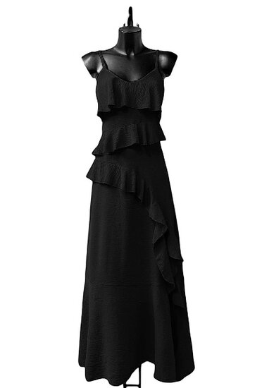 Trendy armloze zwarte maxi jurk