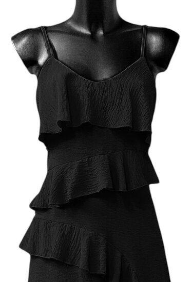 Trendy armloze zwarte maxi jurk