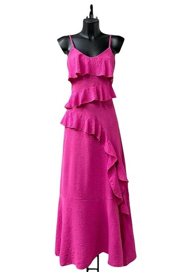 Trendy armloze fuchsia maxi jurk