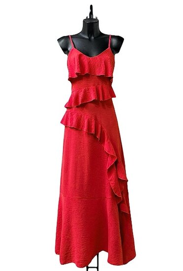 Trendy armloze rode maxi jurk