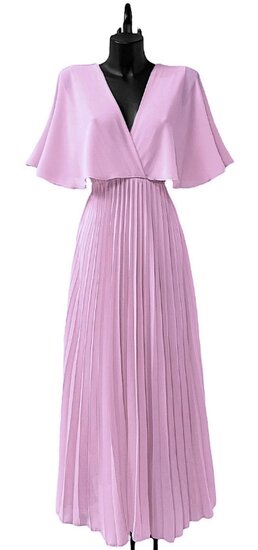 Elegante lila maxi plisse jurk