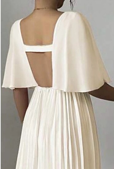 Elegante licht rose maxi plisse jurk
