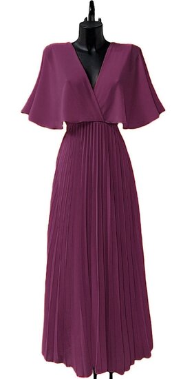 Elegante purperen maxi plisse jurk