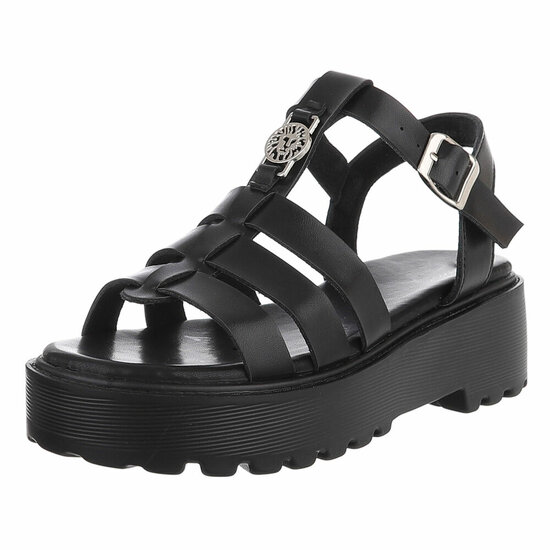 Sandales noires avec semelles epaisses Carolina