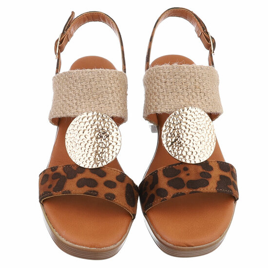 Leopard-beige hoge sandaal Ciska