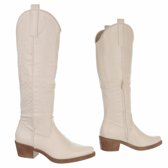 Hoge beige western-biker laars Cheryl