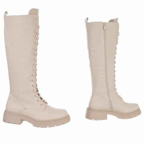 Beige hoge veterboot Marja