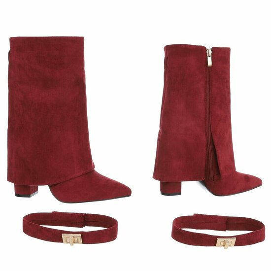 Bordeaux suede laars met omslag Binti