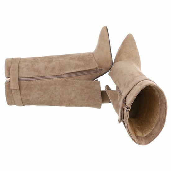 Kaki bruine suede laars met omslag Binti