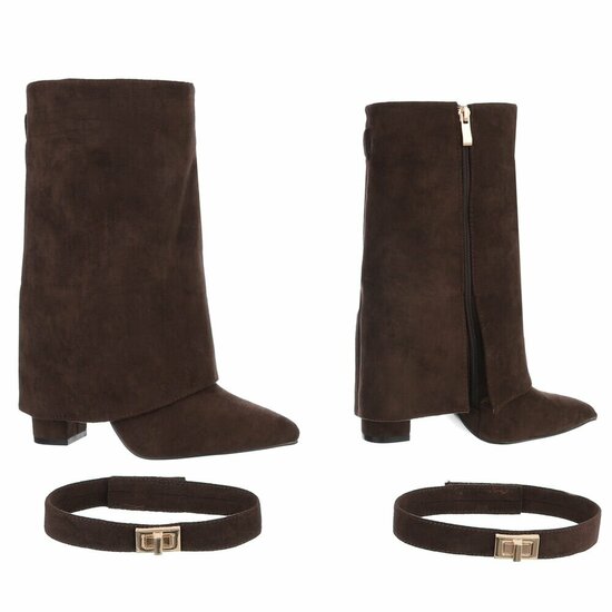 Bruine suede laars met omslag Binti