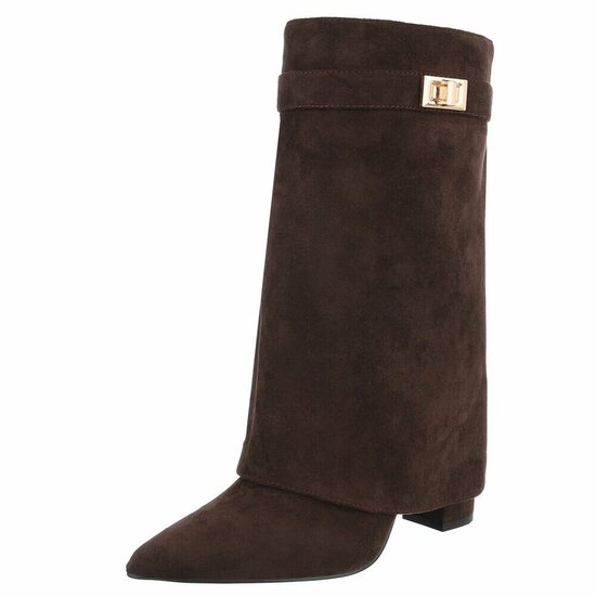 Bruine suede laars met omslag Binti