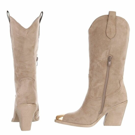 Half hoge kaki bruine daimen western-biker laars Lara