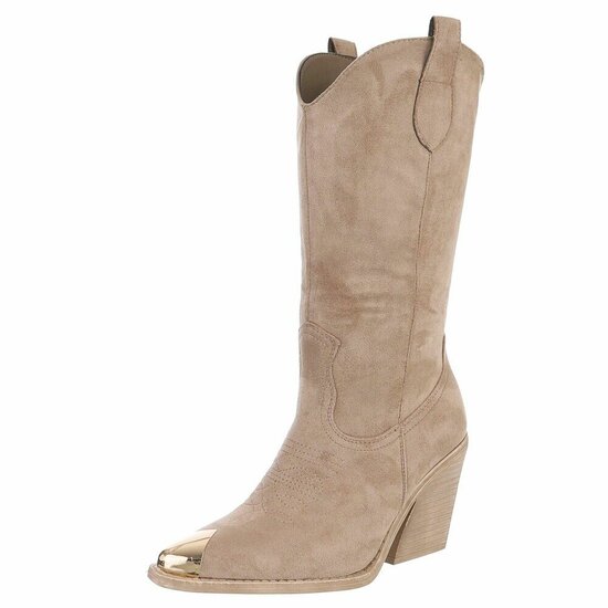 Half hoge kaki bruine daimen western-biker laars Lara