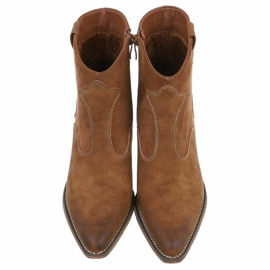 Camel daimen mixed western-biker enkellaarsje Darinka