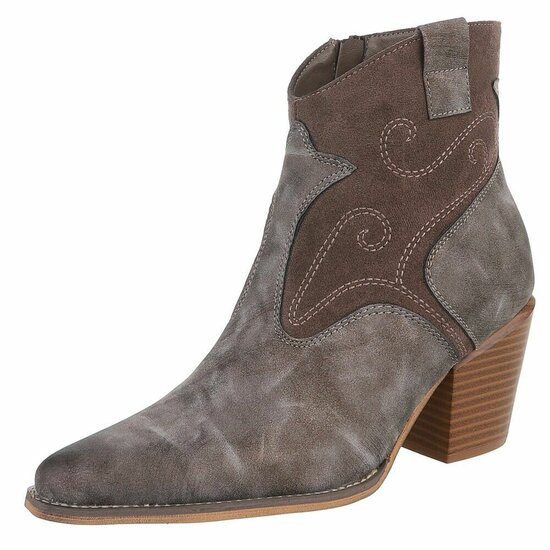 Bruin daimen mixed western-biker enkellaarsje Darinka