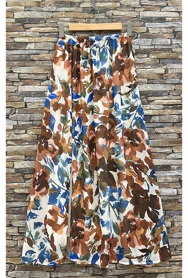 Blauw-bruine 3-4 de bloemen rok
