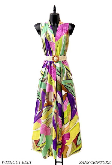Zomerse mouwloze purperen mixed jurk met palm print