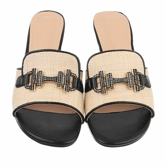 Beige-zwarte mule Carina