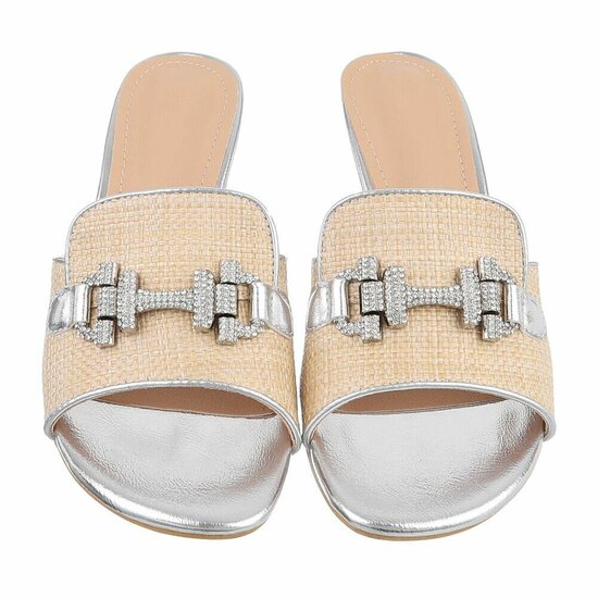 Beige-zilveren mule Carina