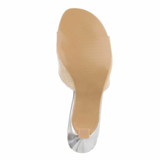 Beige-zilveren mule Carina