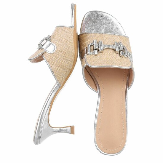 Beige-zilveren mule Carina