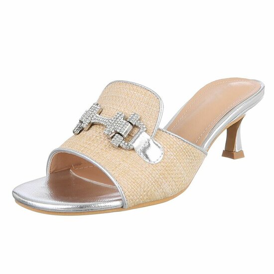 Beige-zilveren mule Carina