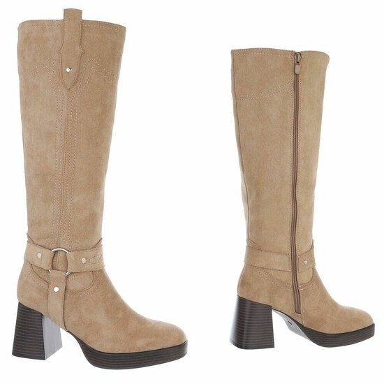 Kaki bruine suede hoge laars Aliki
