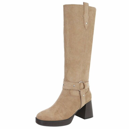 Kaki bruine suede hoge laars Aliki