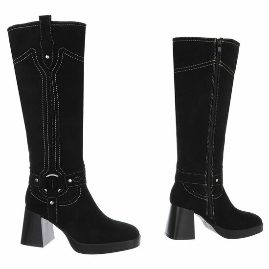 Zwarte suede hoge laars Aliki
