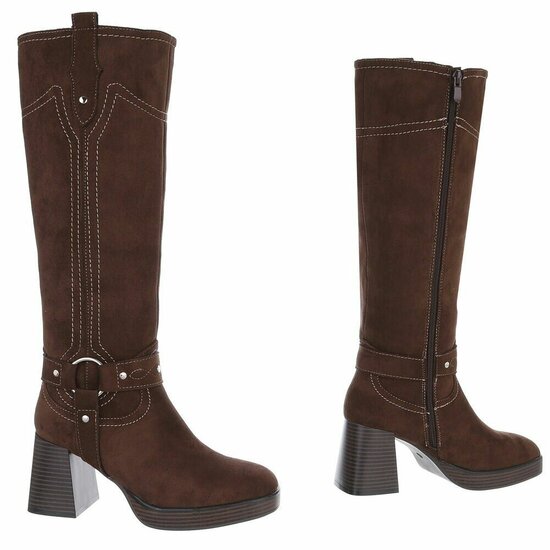 Bruine suede hoge laars Aliki