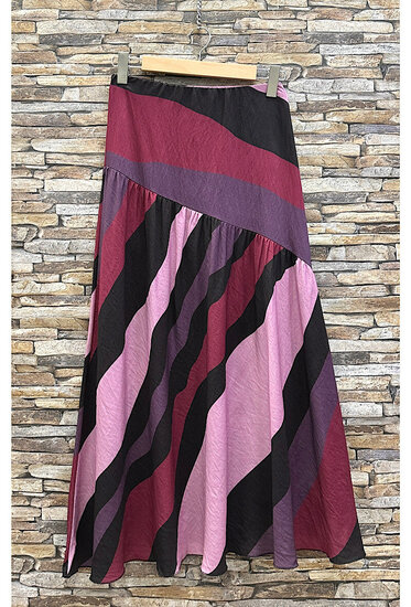 Lila-purper-zwarte lange rok