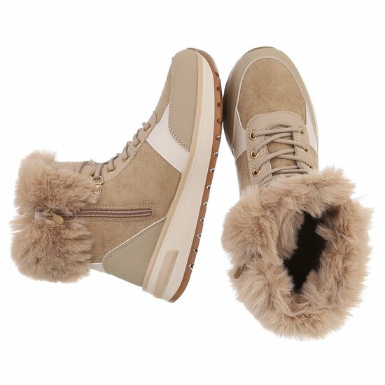 Kaki bruine daimen winterboot Dietie