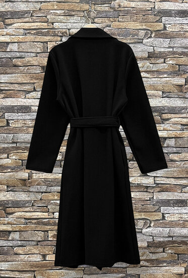 Elegante zwarte 3-4 jas in wolmix