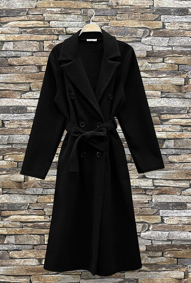 Elegante zwarte 3-4 jas in wolmix