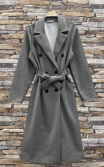 Elegante grijze 3-4 jas in wolmix