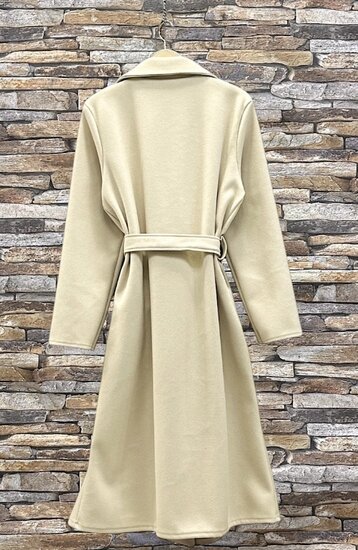 Elegante beige 3-4 jas in wolmix