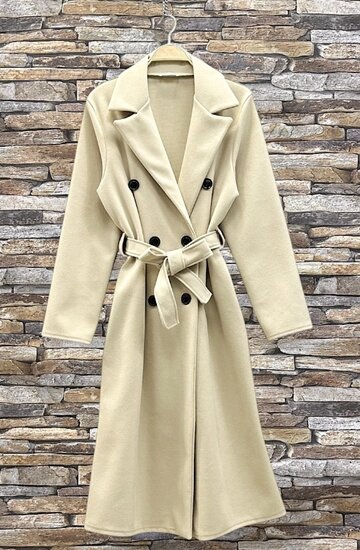 Elegante beige 3-4 jas in wolmix