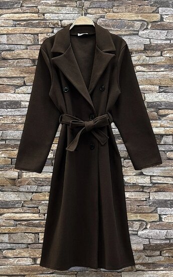 Elegante bruine 3-4 jas in wolmix