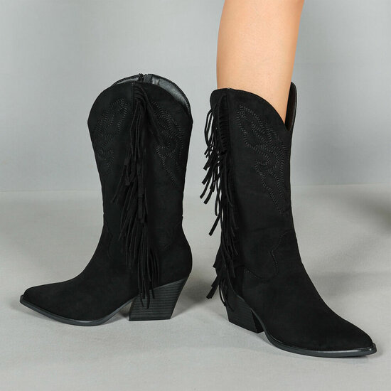 Bottes noires suèdes mi-hauts  Corina